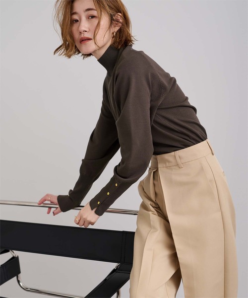 ur's（ユアーズ） ニット セーター ハイネックゴールド釦ラグラン