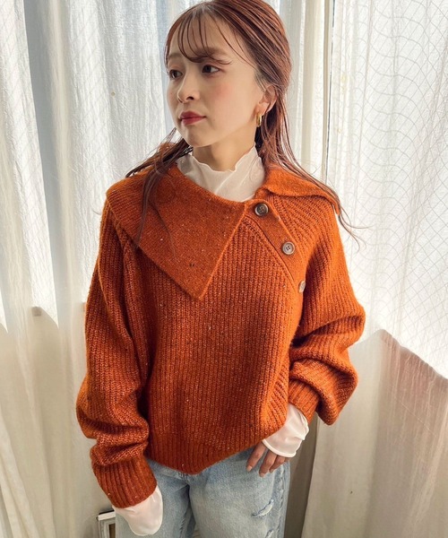 LOWRYS FARM（ローリーズファーム） ニット アシメカタボタンネップ