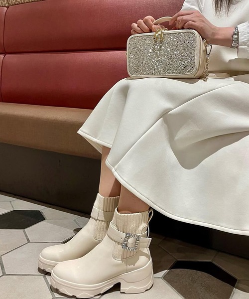 diana（プラスダイアナ） ブーツ 「撥水加工」クリスタルバックル