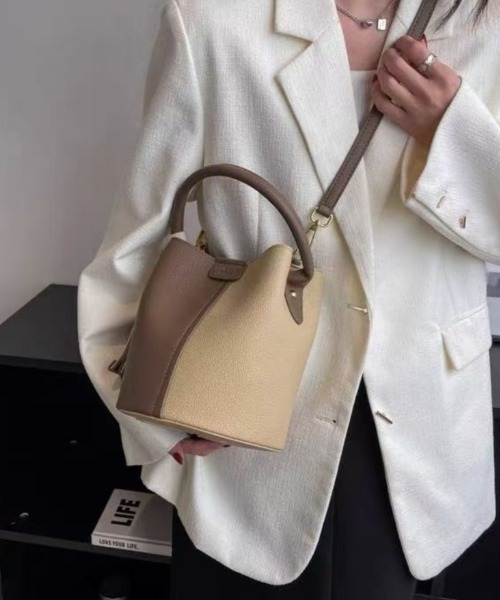 ショルダーバッグ バッグ 2way バイカラー バケットショルダーバック