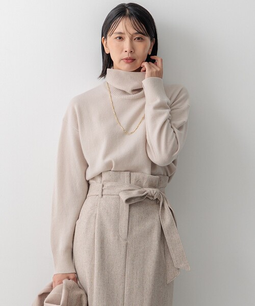 ニット セーター ピュアカシミヤ タートルネック レディース