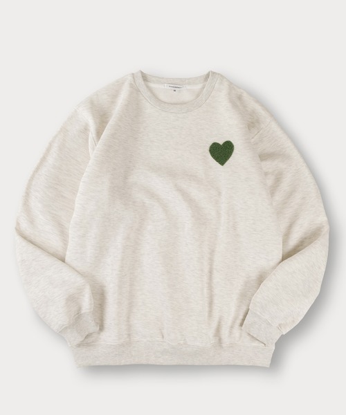 トレーナー スウェット 「82」ハートワンポイント サガラ刺繍 裏起毛