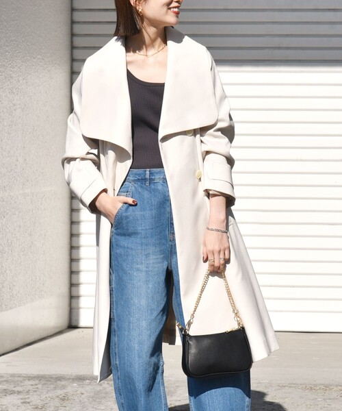 SHIPS any コート アウター any: ドライツイル ショールカラー Aライン