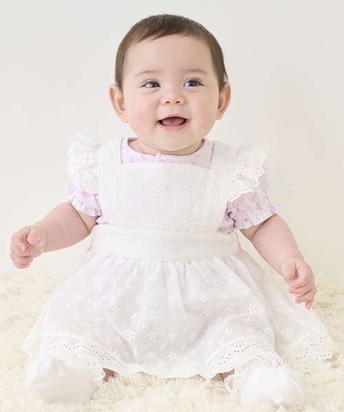 mezzo piano ベビー服 ロンパース 半袖ロンパース＆レースエプロン