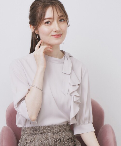 index（インデックス） ブラウス シャツ ロールカラーアシメフリル