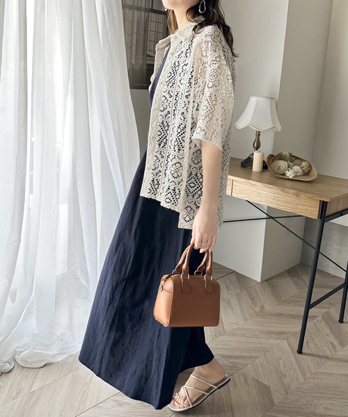 Java ブラウス シャツ ジャバコラボ」大人の透けクロシェ。ブロック