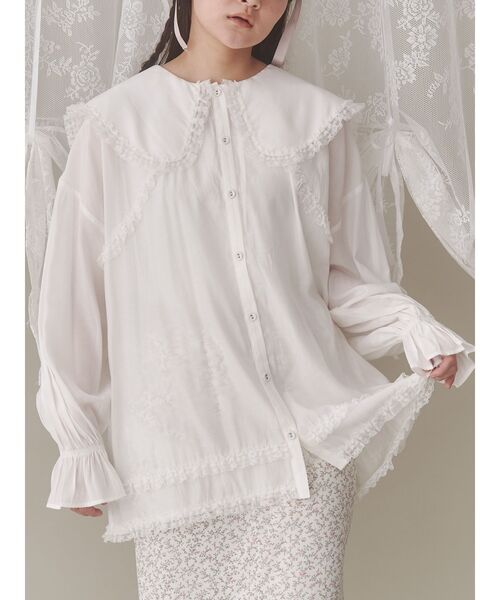 merry jenny（メリージェニー） ブラウス シャツ サテンフリルブラウス