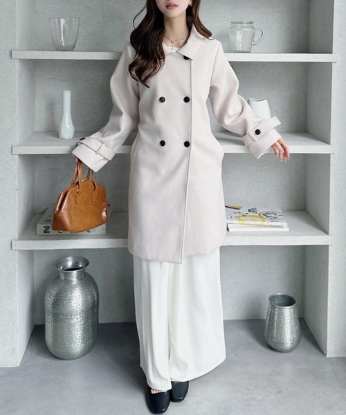 TREOVER ステンカラーコート コート ケープで魅せる2wayミドルコート