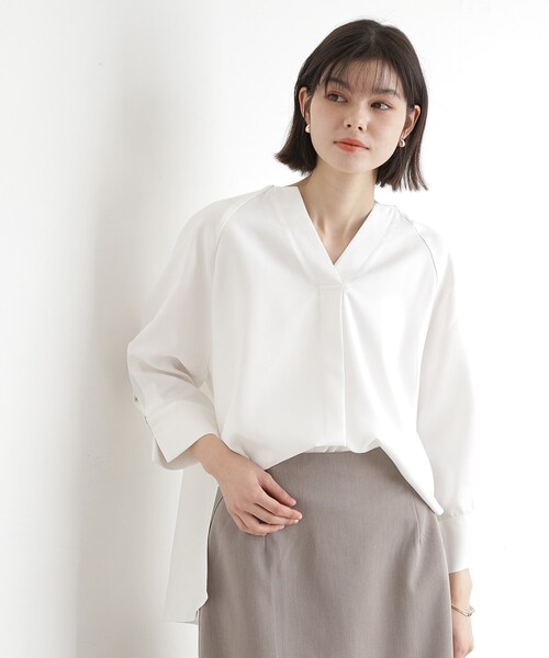 THE SHOP TK ブラウス シャツ ブラウス見えカットソー「洗える