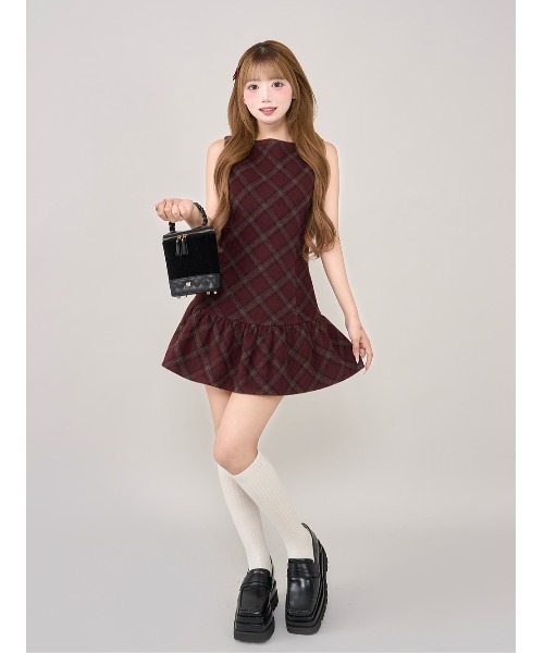 Darich（ダーリッチ） ワンピース タータンチェックノースリミニ