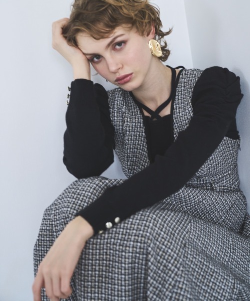 AND COUTURE（アンドクチュール） ジャンパースカート ラメツイードV