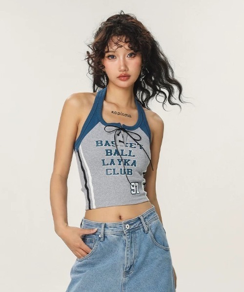 DIAVEL キャミソール 「2色展開」バスケガール風レースアップ