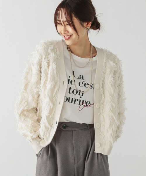 GLOBAL WORK（グローバルワーク） カーディガン ジャガードフリンジ
