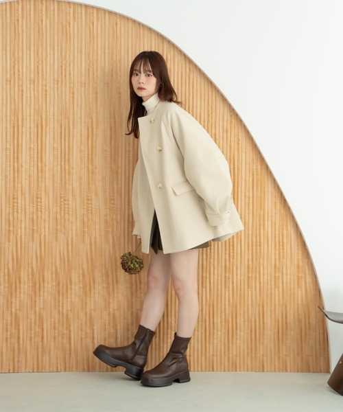 hinari（ヒナリ） コート アウター ウェーブデザインミドルコート