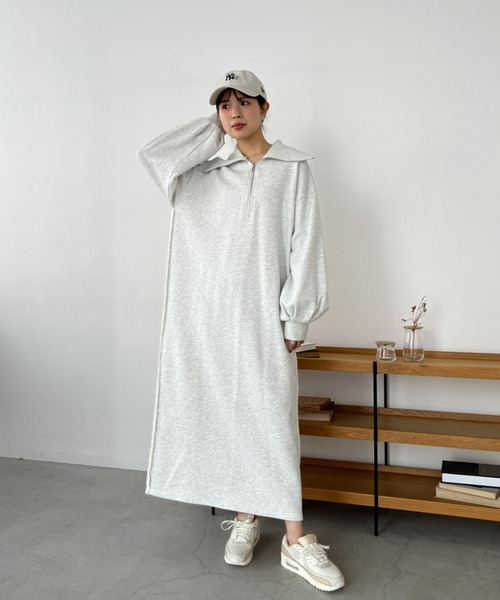 Olu.（オルドット） ワンピース ハーフジップスウェットワンピース
