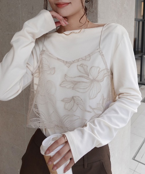 CORNERS（コーナーズ） キャミソール チュール花柄刺繍ビスチェ