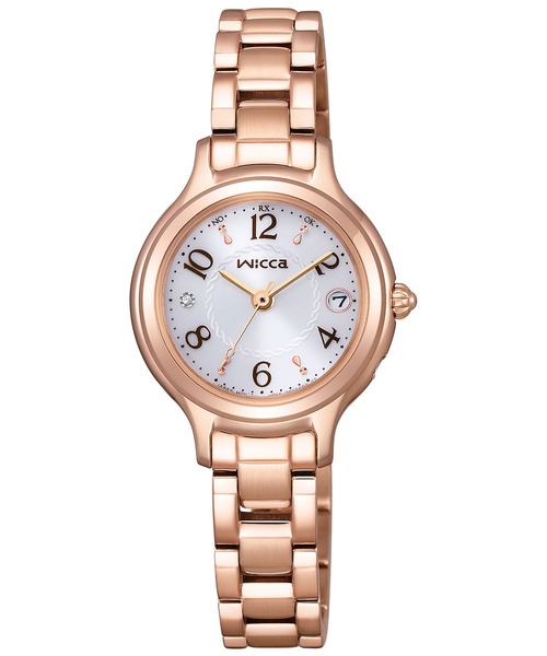 wicca（ウィッカ） 腕時計 ソーラーテック電波時計 ピンクゴールド
