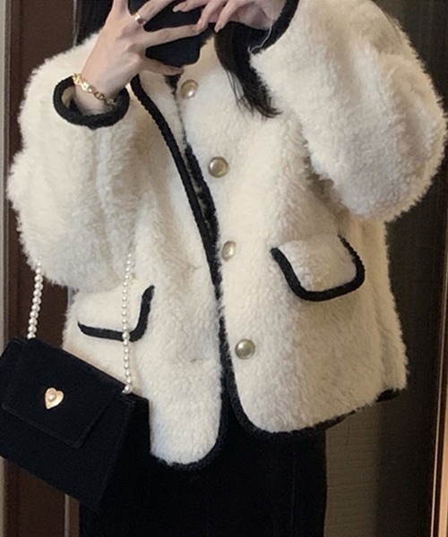 DAY CLOSET ノーカラーコート コート レディース ノーカラーパイピング