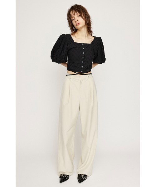 SLY（スライ） tシャツ FRONT BUTTON LACE PUFF TOPS フロント ボタン