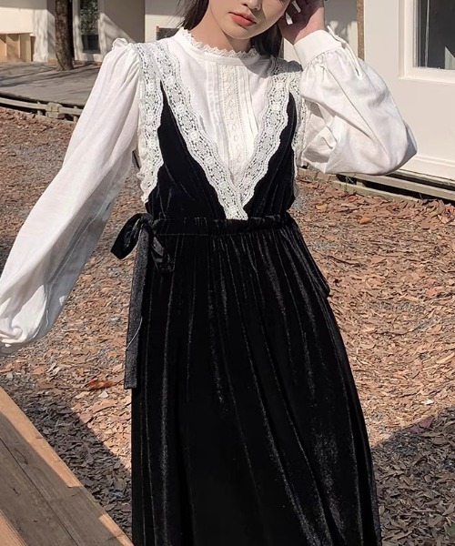 Sibra（シブラ） ワンピース ベルベットレースワンピース : ZOZOTOWN