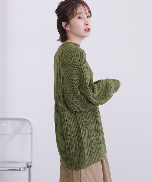 ElegChic ニット セーター チャンキー鹿の子編みセーター レディース