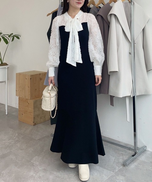 mysty woman（ミスティウーマン） ワンピース ジャガードブラウス