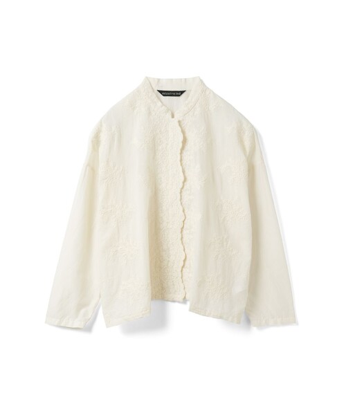 mizuiroind（ミズイロインド） ブラウス シャツ レーススタンドカラー