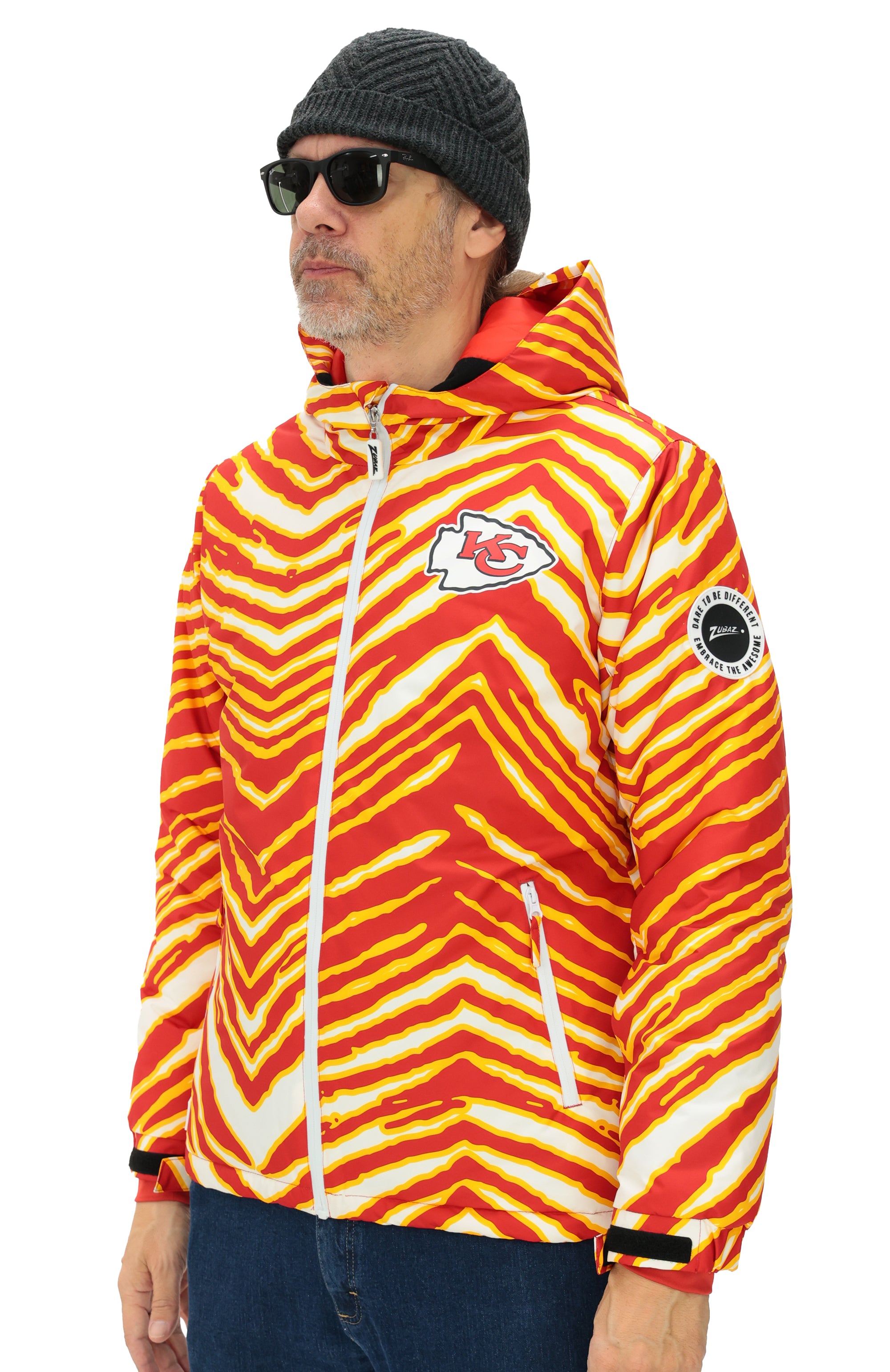 Zubaz NFL Adult Unisex Zebra Team Color Bleacher Blazer Snow Jacket, K