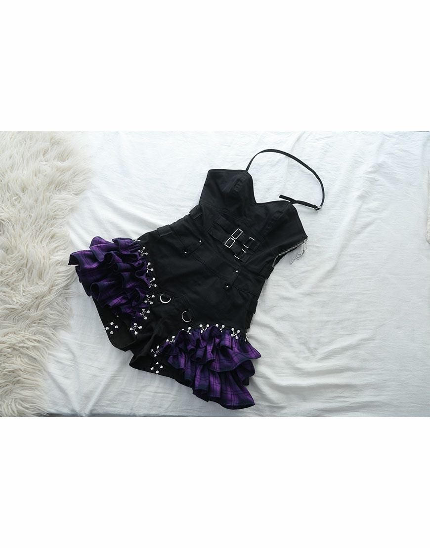 DustDevil【ダストデビル】チェックフリルオールインワンピース/全2色