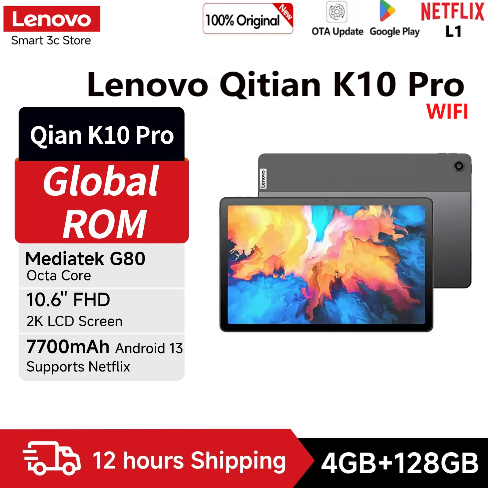 Lenovo Qitian K10 Pro TB223FC Tablet MediaTek G80 8 Core 10.6