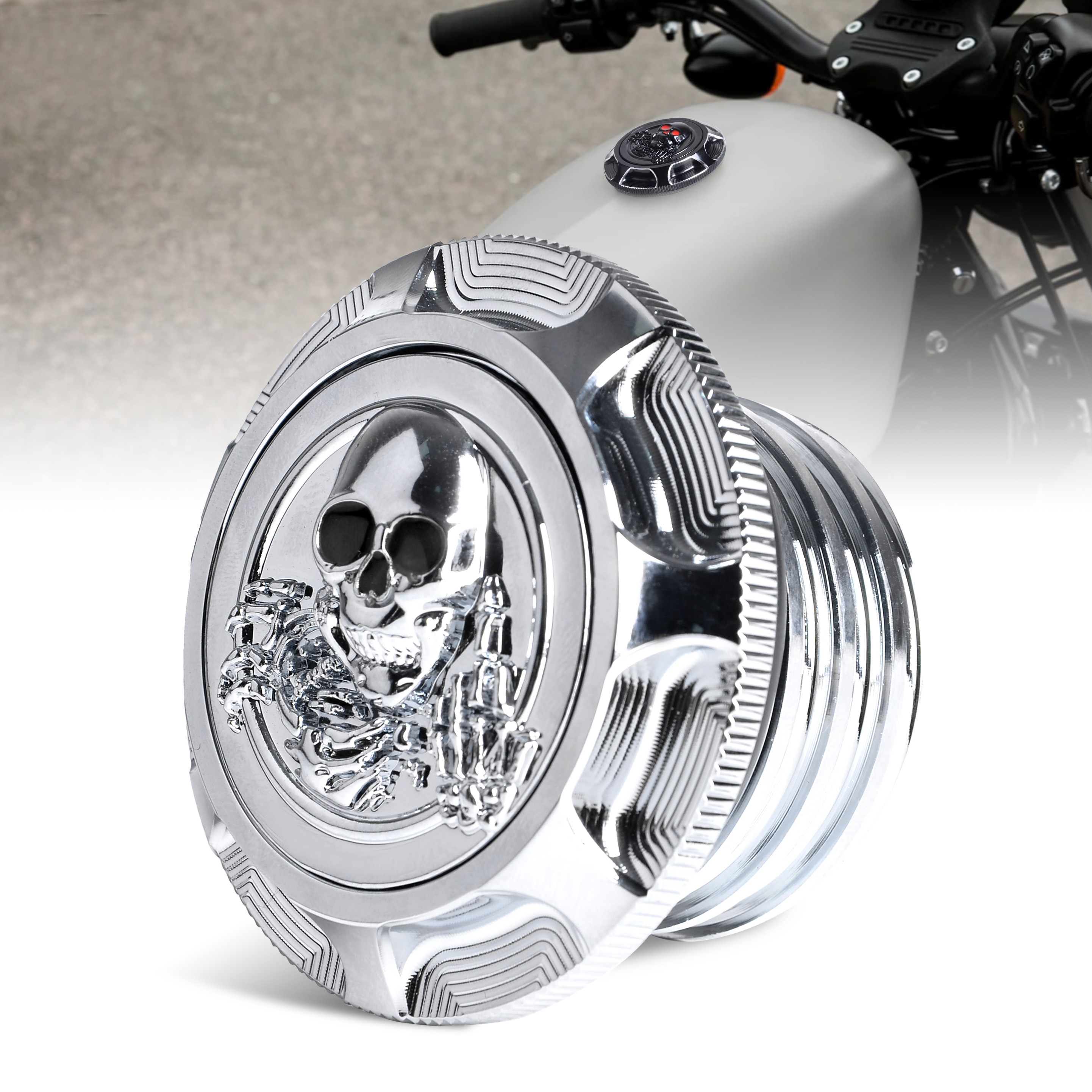 Motorcycle Skull Fuel Gas Tank Cover Decorative Oil Cap for Harley