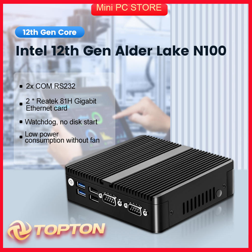 12th Gen Fanless Mini PC Alder Lake N150 Quad Core Dual LAN 2*COM