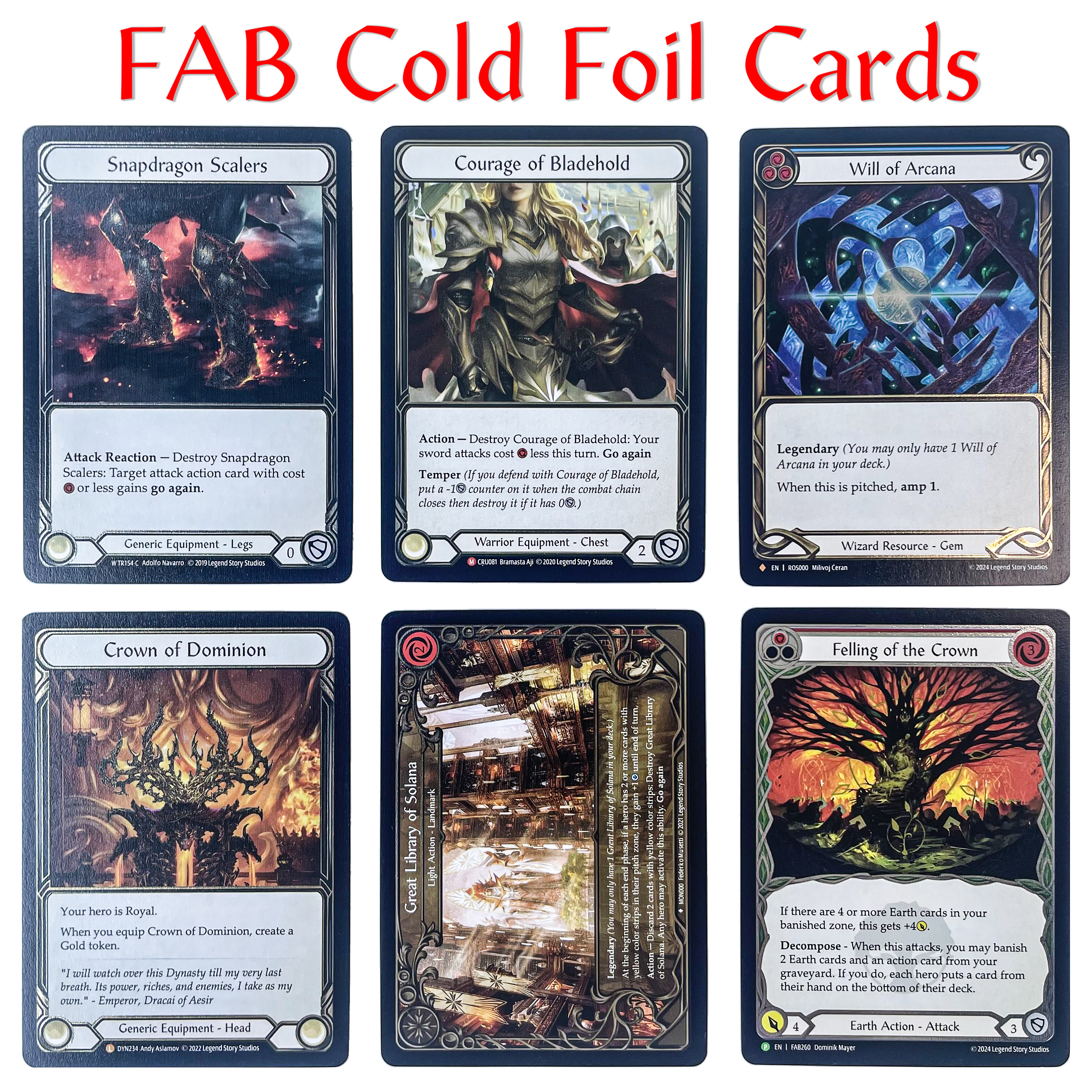 FAB COLD FOIL Crown of Dominion Felling of the Crown Flick Knives