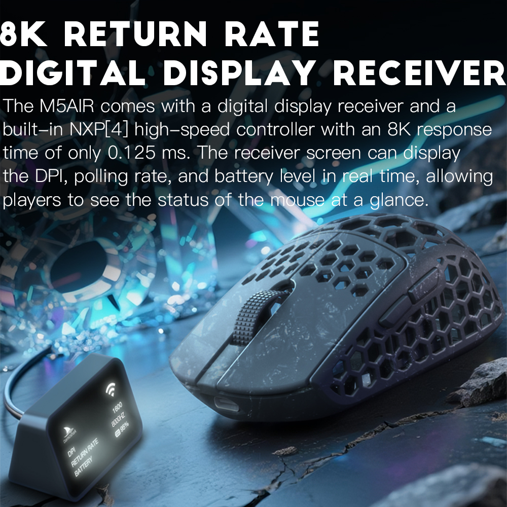Darmoshark M5Air Forged Carbon Fiber Gaming Mouse Wireless 8K