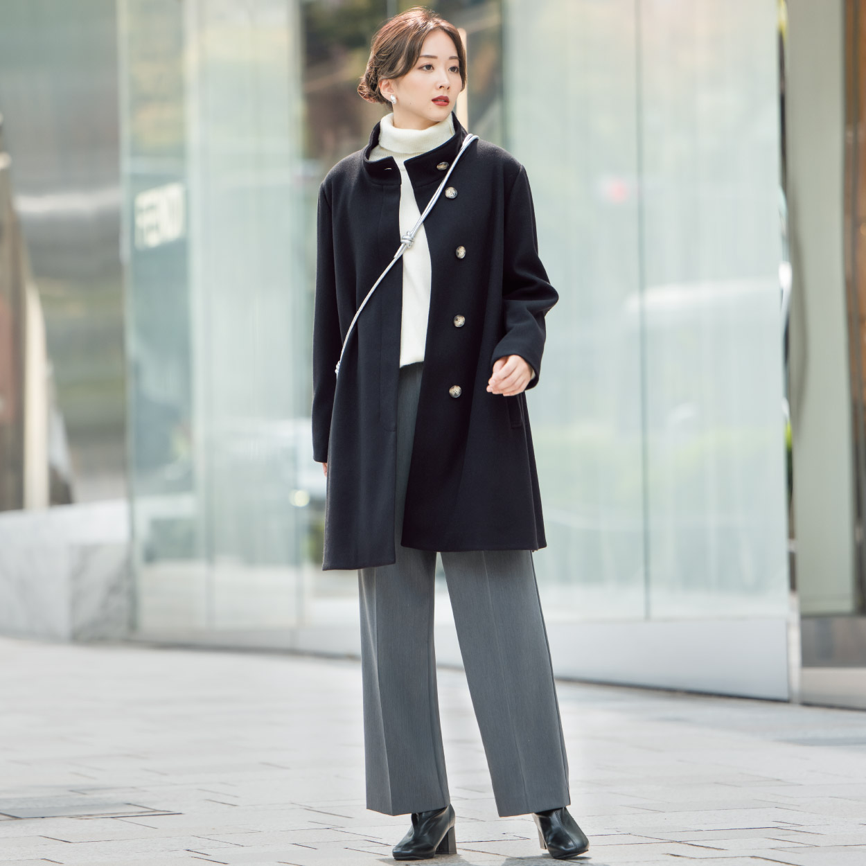 AirWOOLISH NEO スタンドロングコート レディス Purelast(ピュアラスト