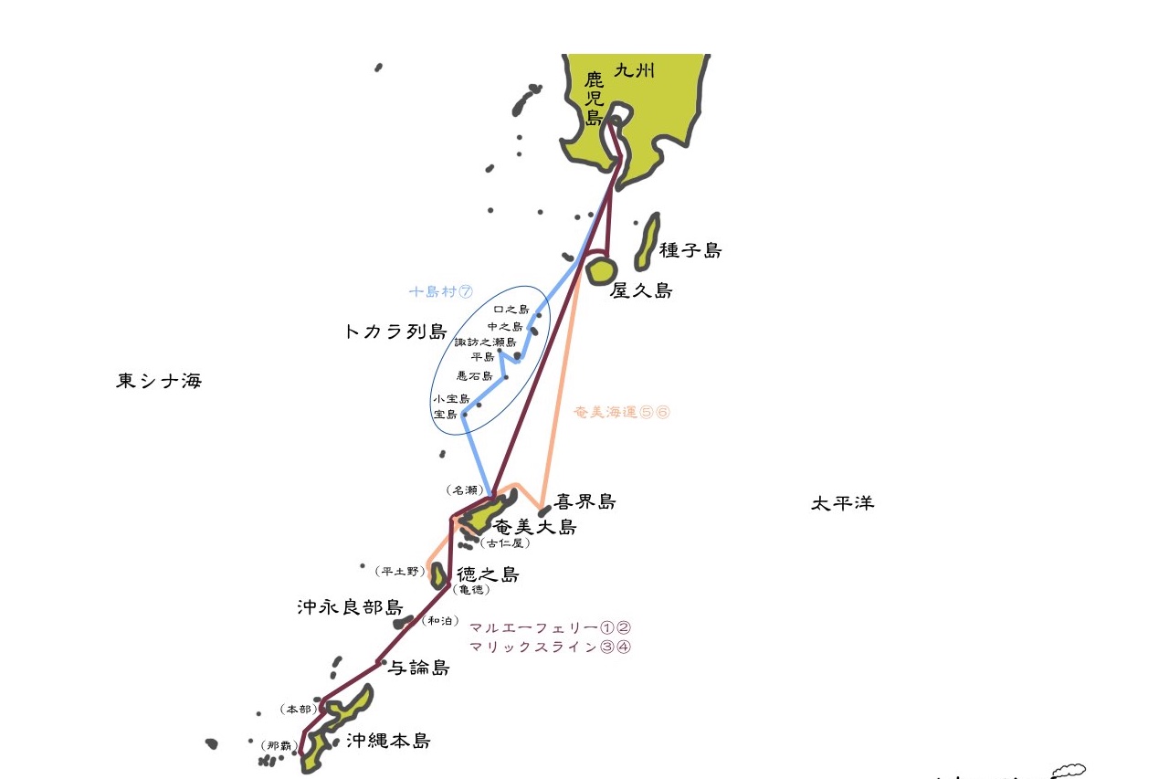 鹿児島〜奄美・沖縄のフェリー航路[Advectionfog]