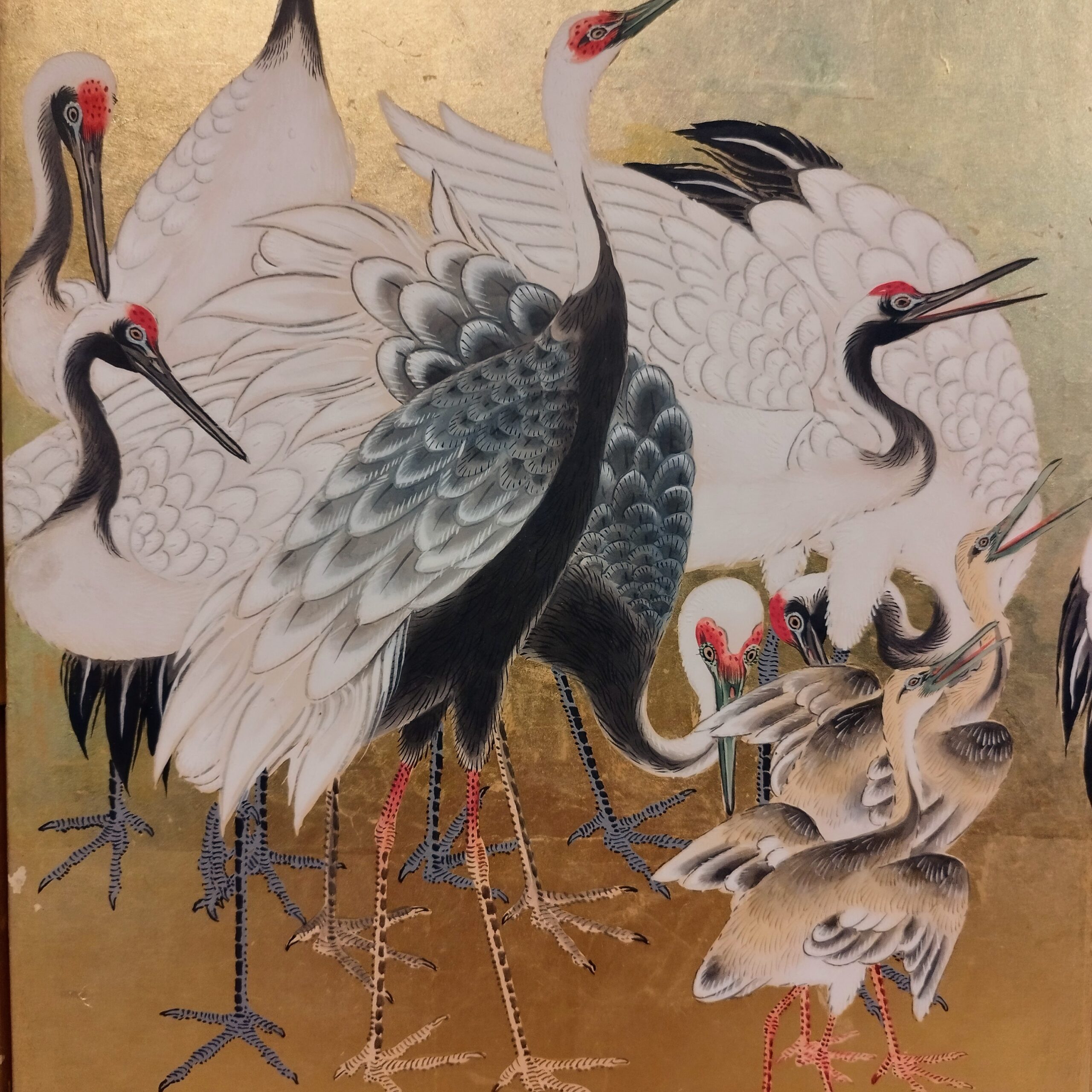 鶴の絵の木製屏風 3つ折り 【公式通販】