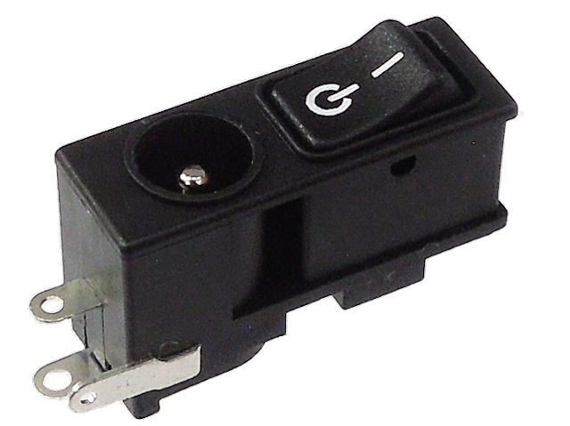 2.1mm標準DCジャック(2.5A) ON・OFFスイッチ付 基板取付用 MJ-R02