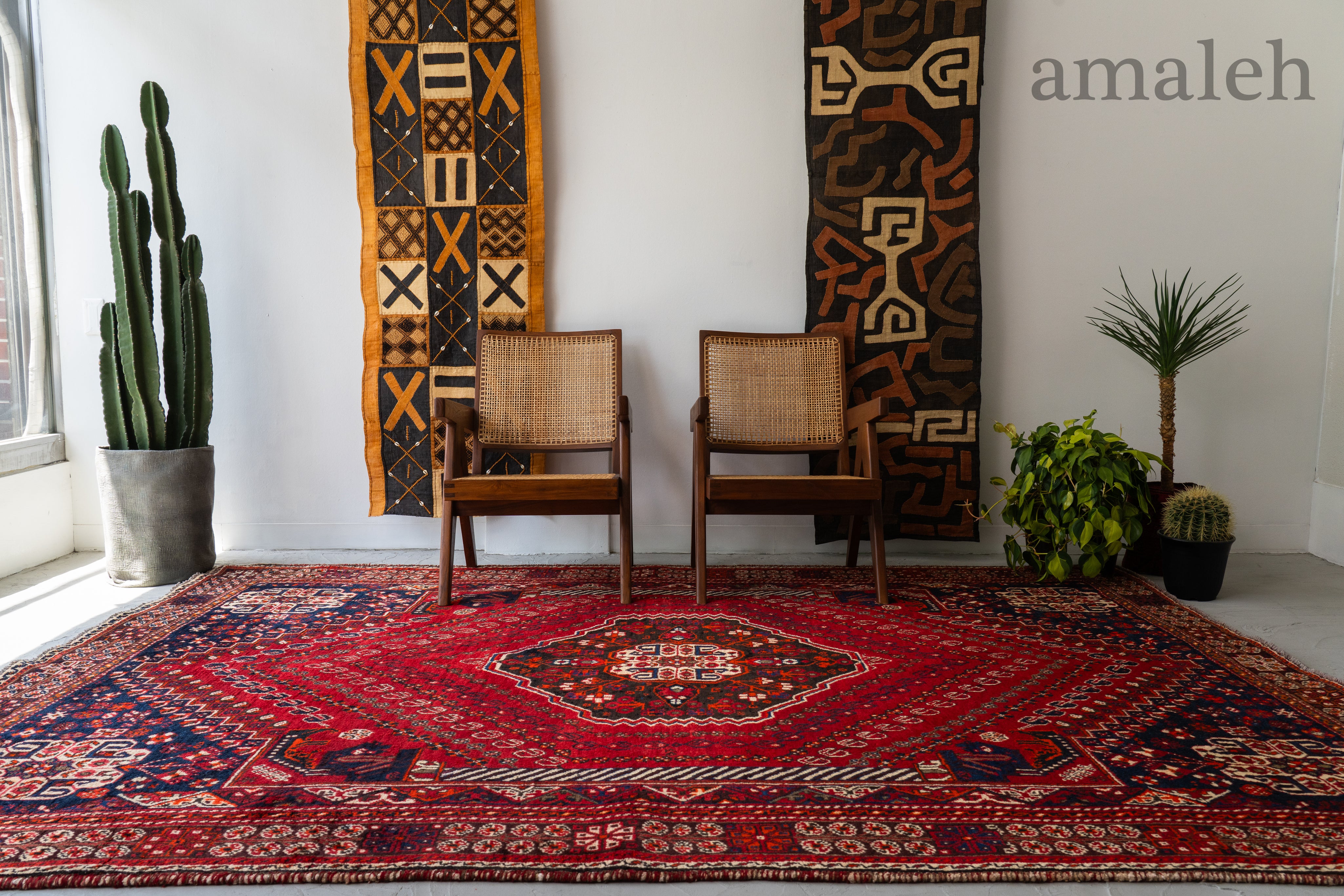 イラン産 1980年代 ペルシャ絨毯】トライバルラグ-ヴィンテージラグ