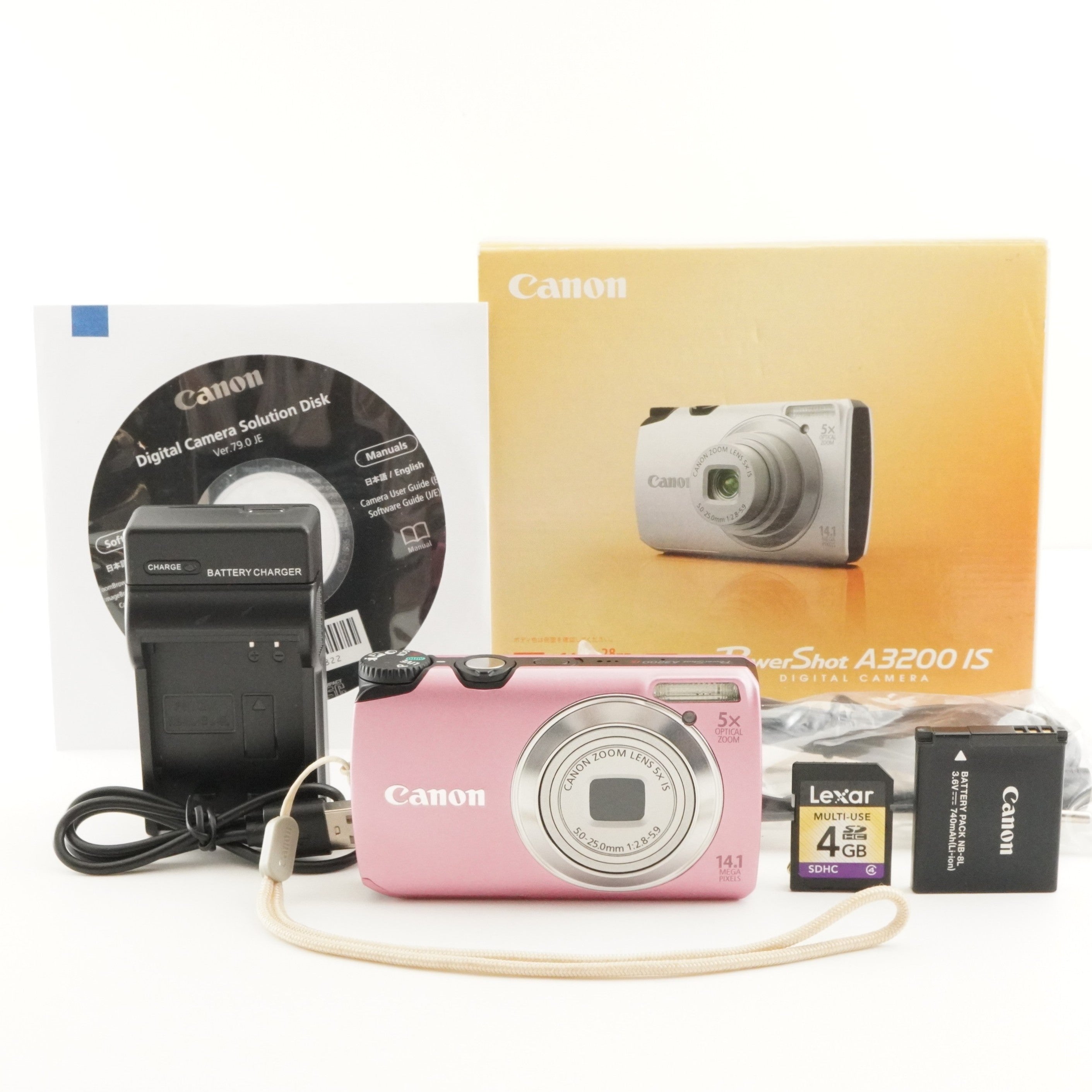Canon PowerShot A3200 IS Pink In Box +4GB SDCard Digital Camera