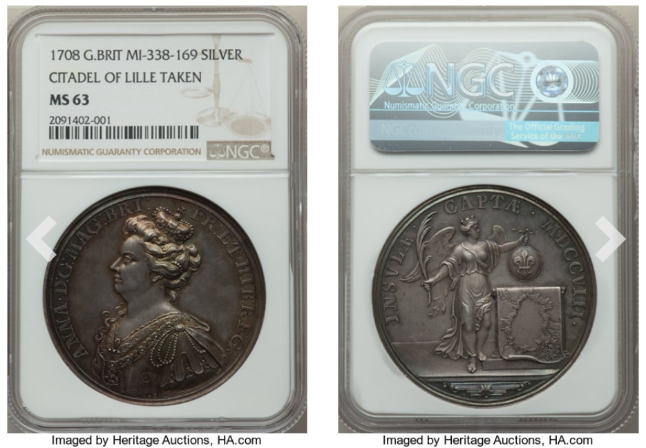 単独最高鑑定】1708年 アン女王 大型シルバーメダル SP64