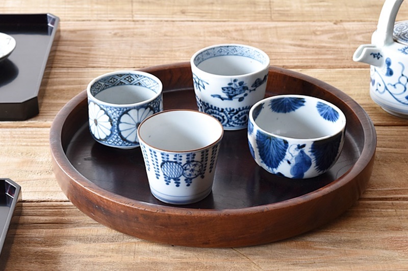 古伊万里 染付 藤に丸紋 蕎麦猪口 - 生活骨董と古布のアンティーク