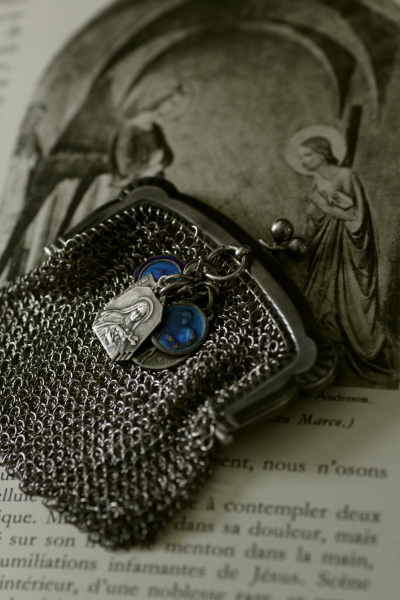 アンティークシルバーメッシュパース ヤドリギ 20170413 【Antiques