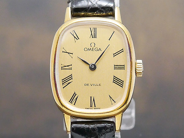 オメガ デビル 18KYG オーバルケース 手巻き スタイリッシュな