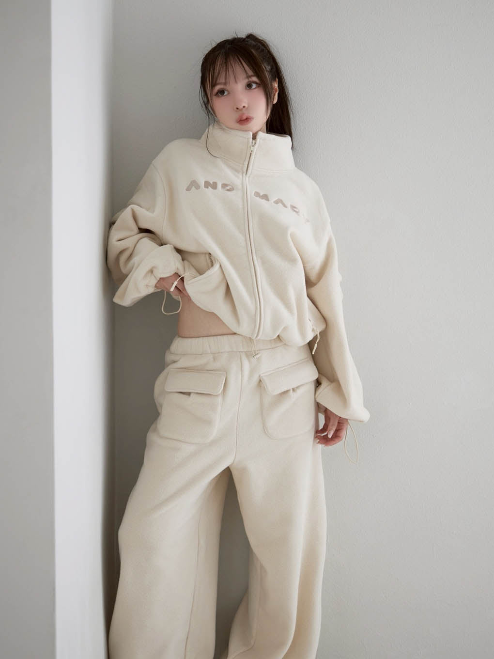 ANDMARY】Mary logo fleece jacket