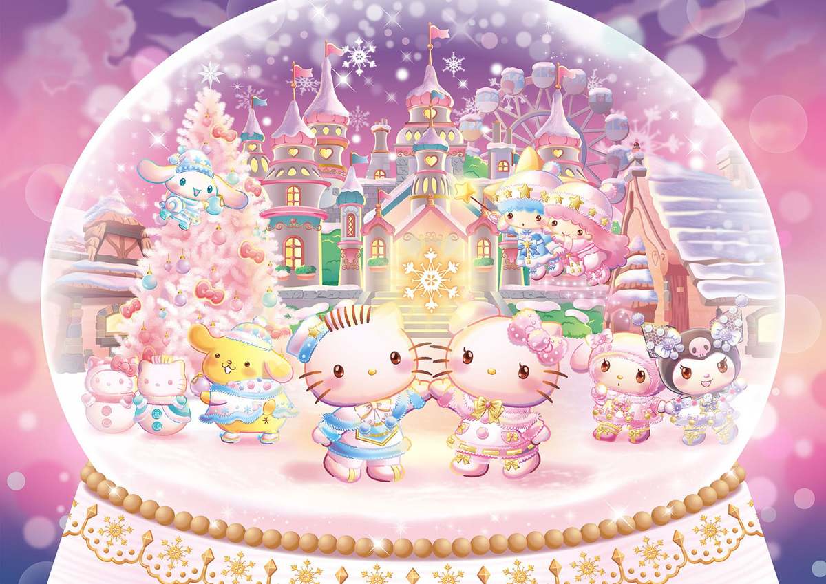 スノードーム型フォトスポットが初登場！ハローキティたちがホワイト