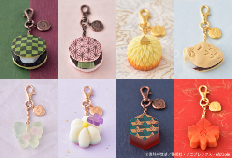 鬼滅の刃×Q-pot.」炭治郎や禰豆子たちの和菓子アクセサリー、描き