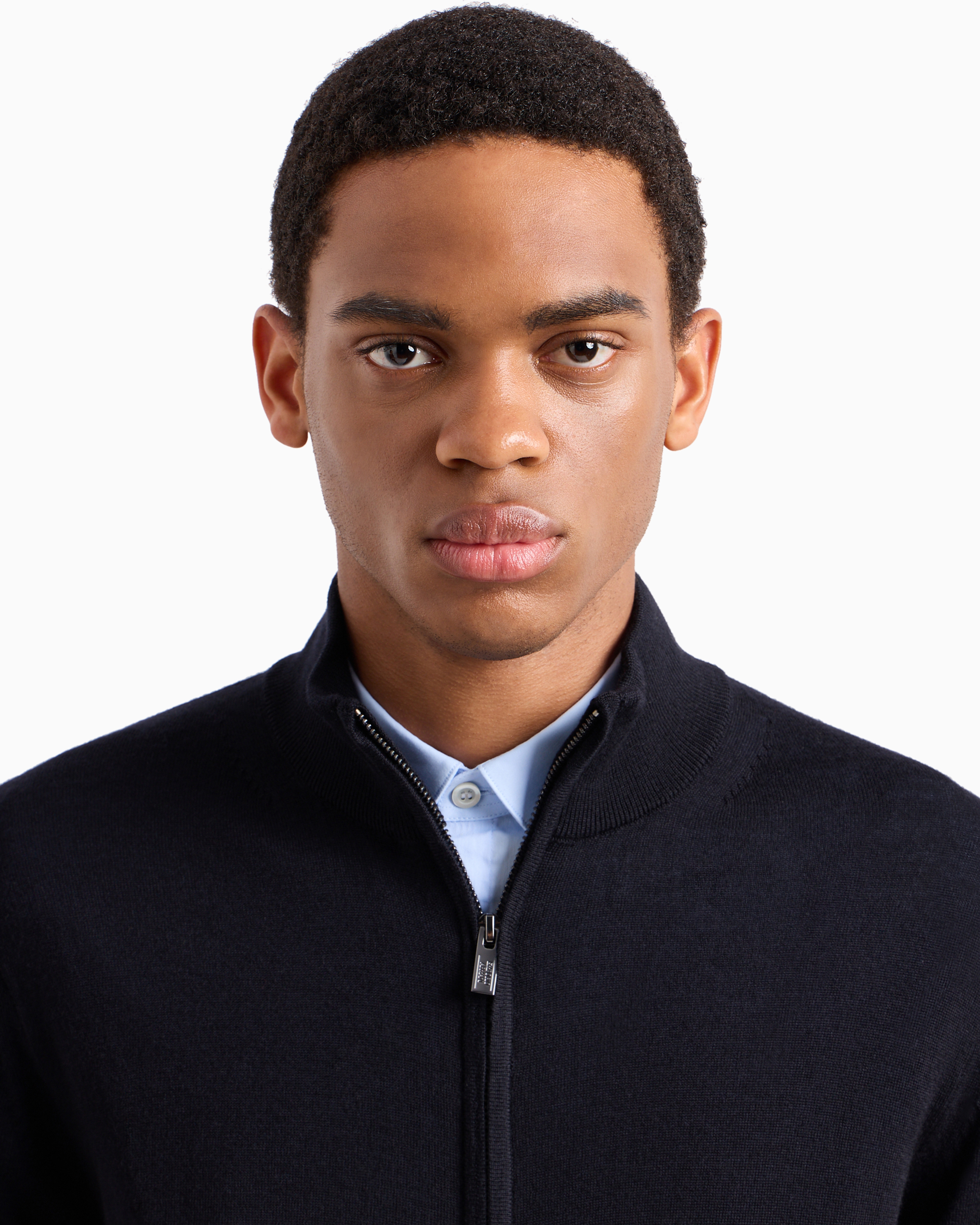 Virgin-wool full-zip cardigan | Emporio Armani
