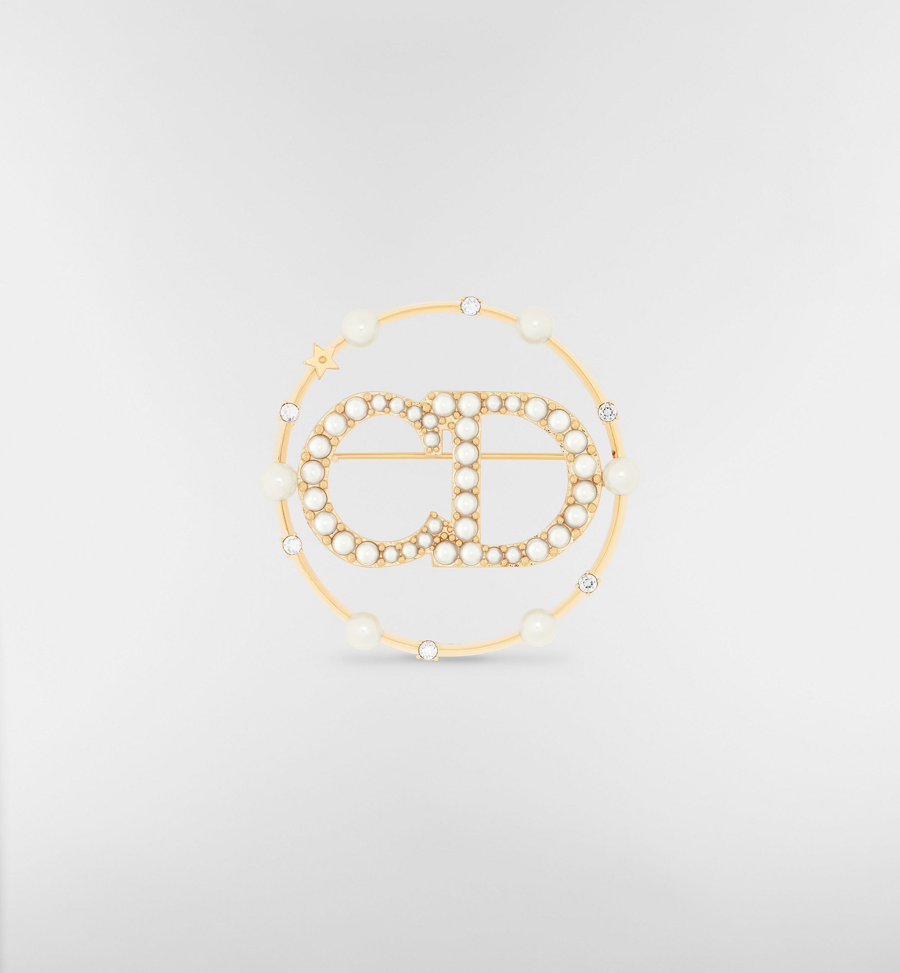 Clair D Lune Brooch Gold-Finish Metal, White Resin Pearls and