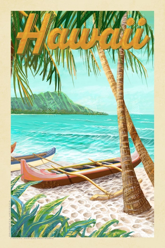 Hawaii | Vintage Style Travel Art | Print No 129 | Martens